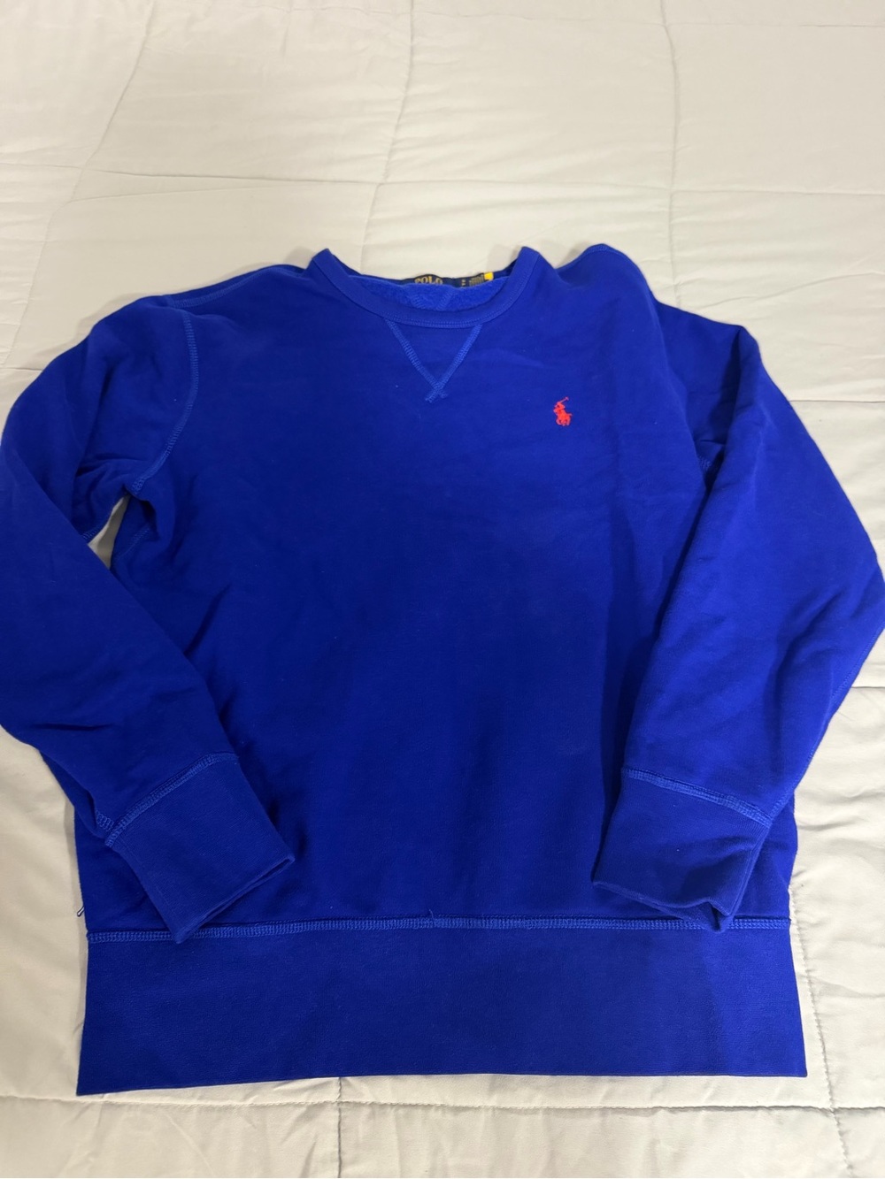 Polo Ralph Lauren Royal Blue Fleece Crewneck Sweatshirt Red Pony Logo
